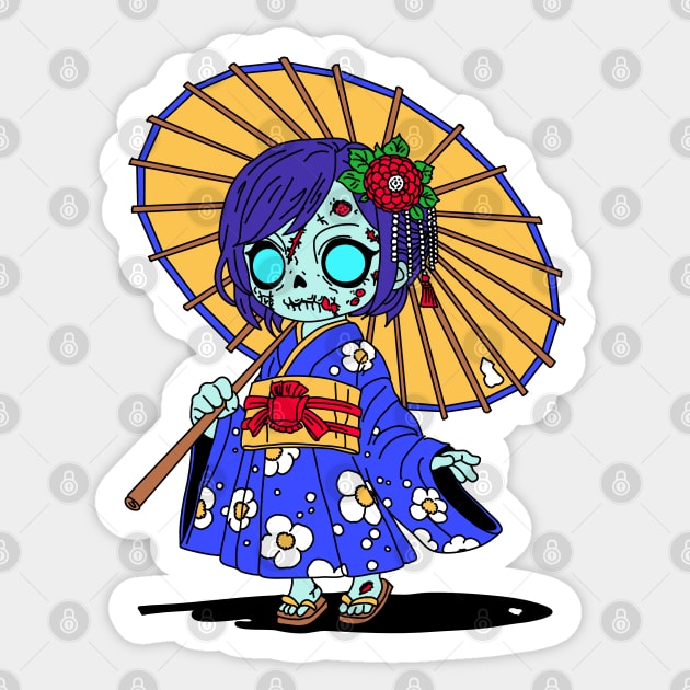 Cute Japanese Zombie Sticker by H. R. Sinclair